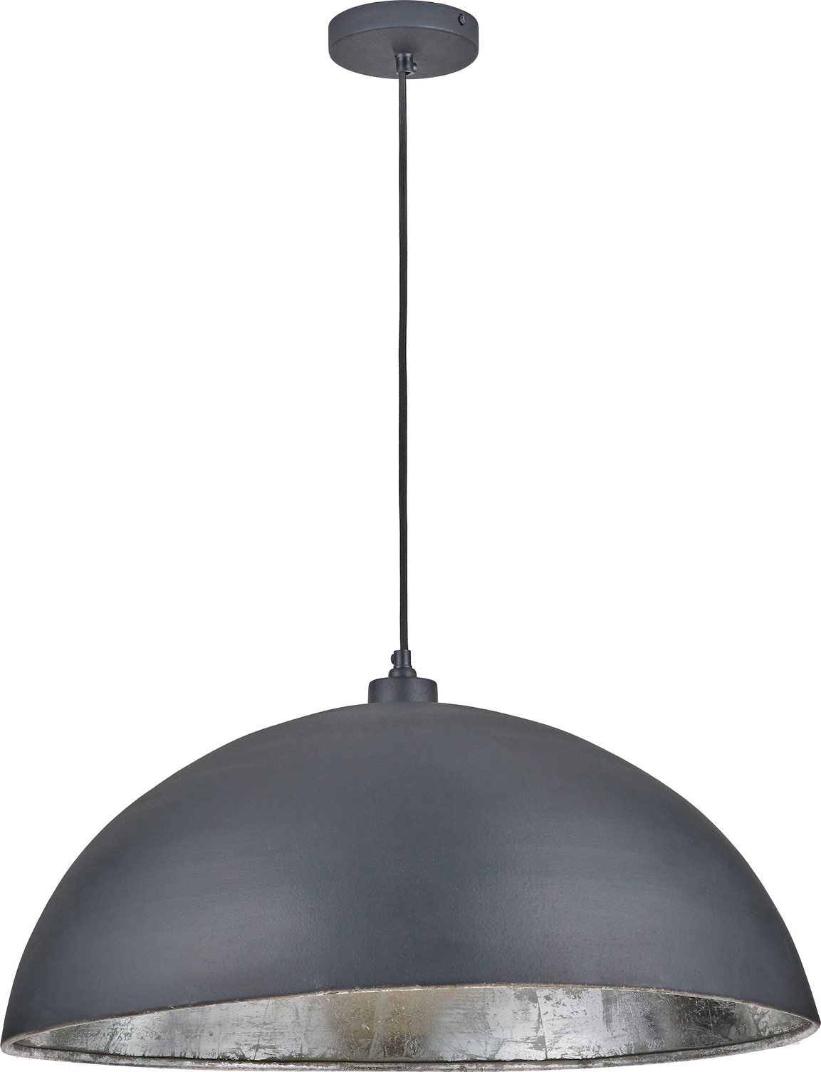 Anders Matt Black and Silver Leaf Metal Dome Pendant