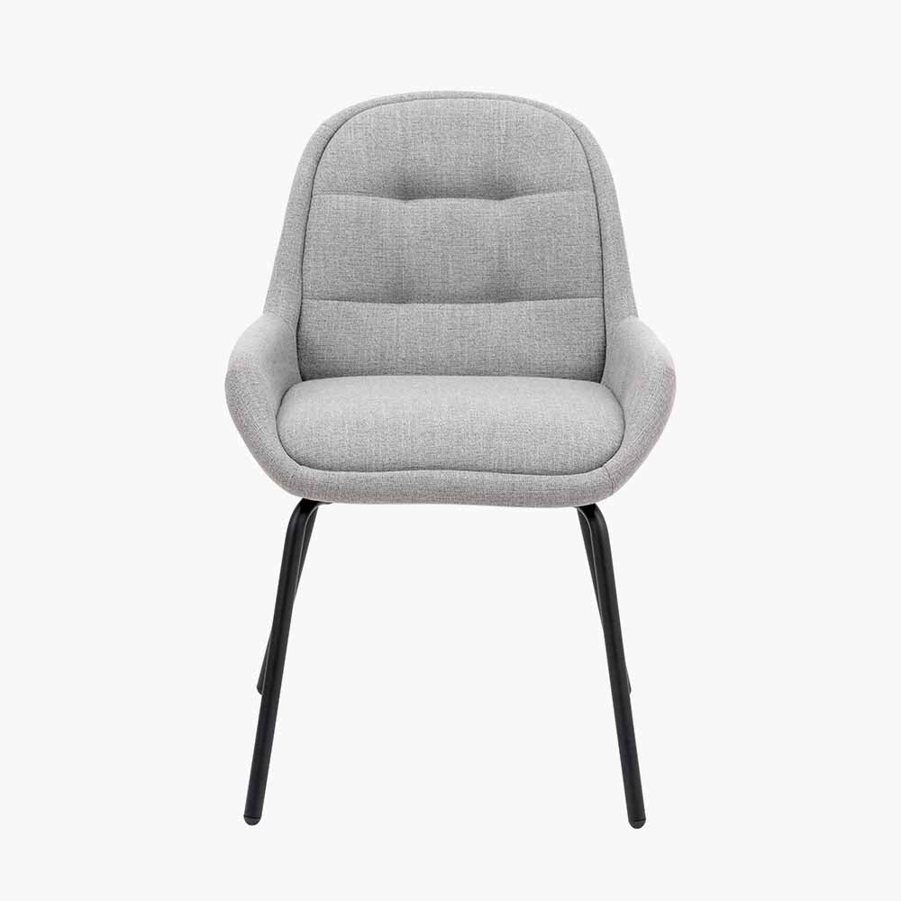 Alba Grey Linen Mix and Black Metal Dining Chair