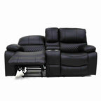 Electric Recliner Sofa Black 2 Seater