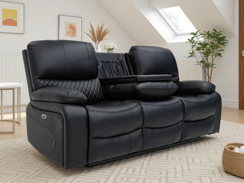 Orla Electric Recliner Sofa Black 3 Seater