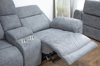 Electric Recliner Sofa Grey Large Corner