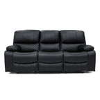 Electric Recliner Sofa Black 3 Seater