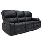 Electric Recliner Sofa Black 3 Seater
