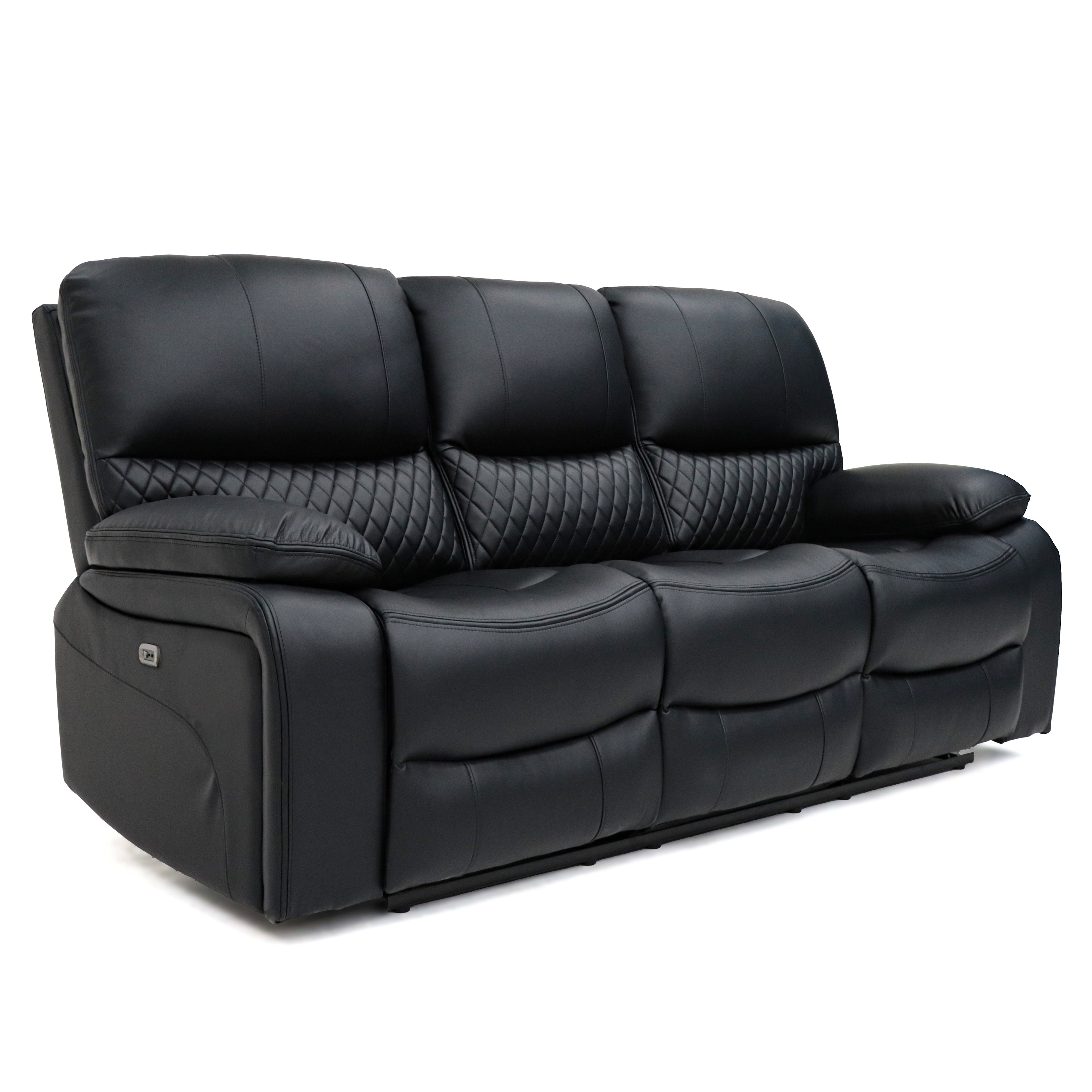 Orla Electric Recliner Sofa Black 3 Seater