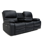 Electric Recliner Sofa Black 3 Seater