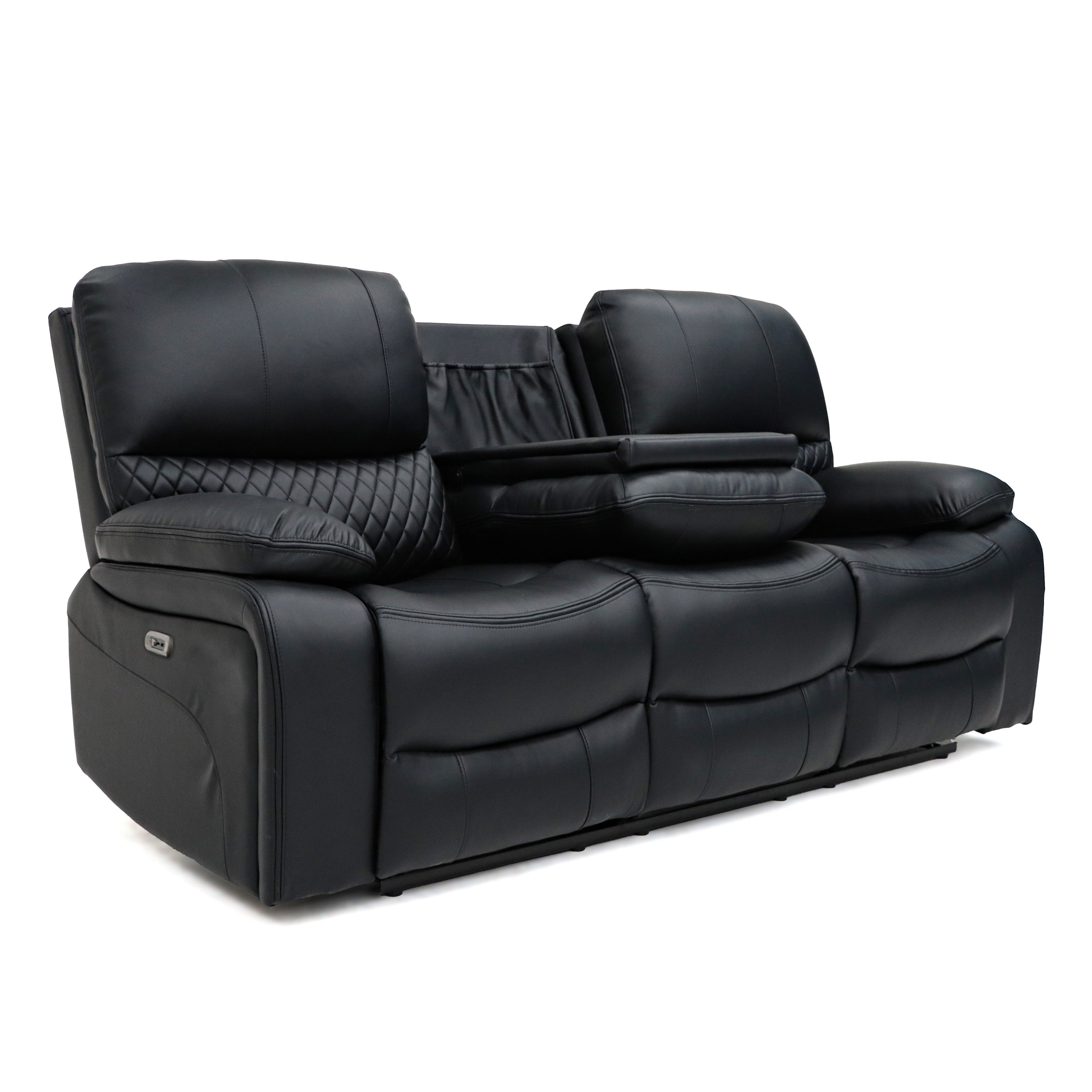 Orla Electric Recliner Sofa Black 3 Seater