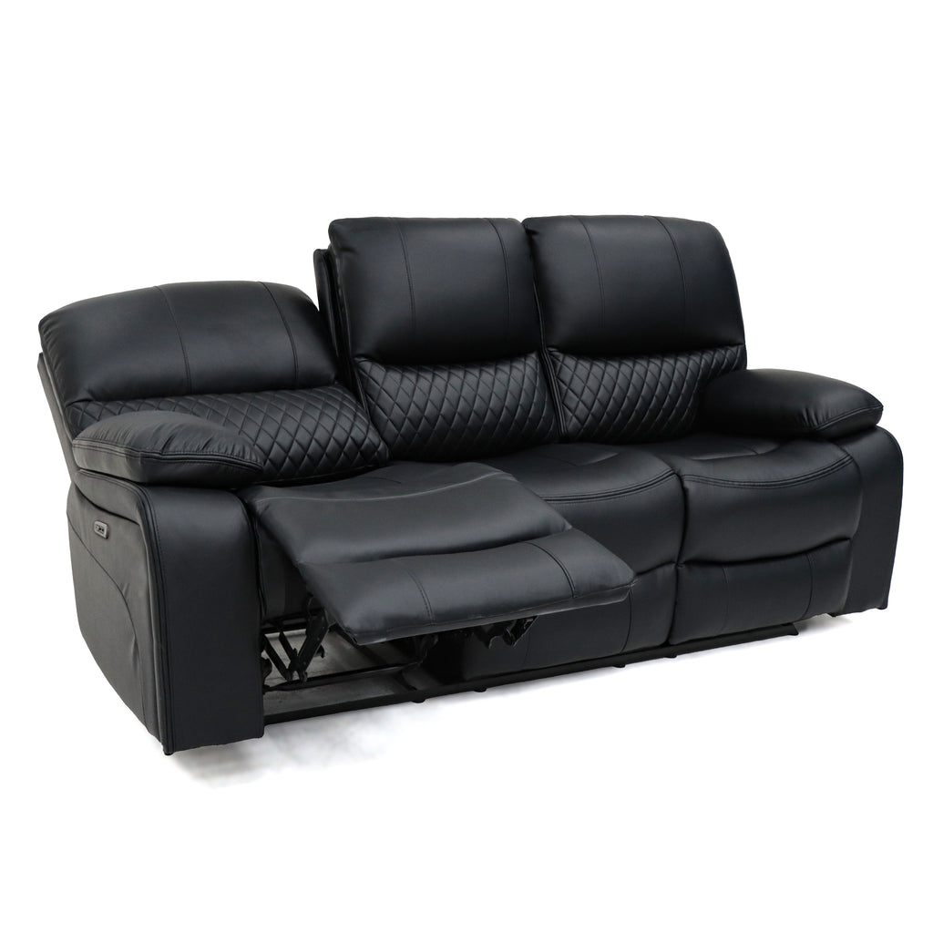 Orla Electric Recliner Sofa Black 3 Seater