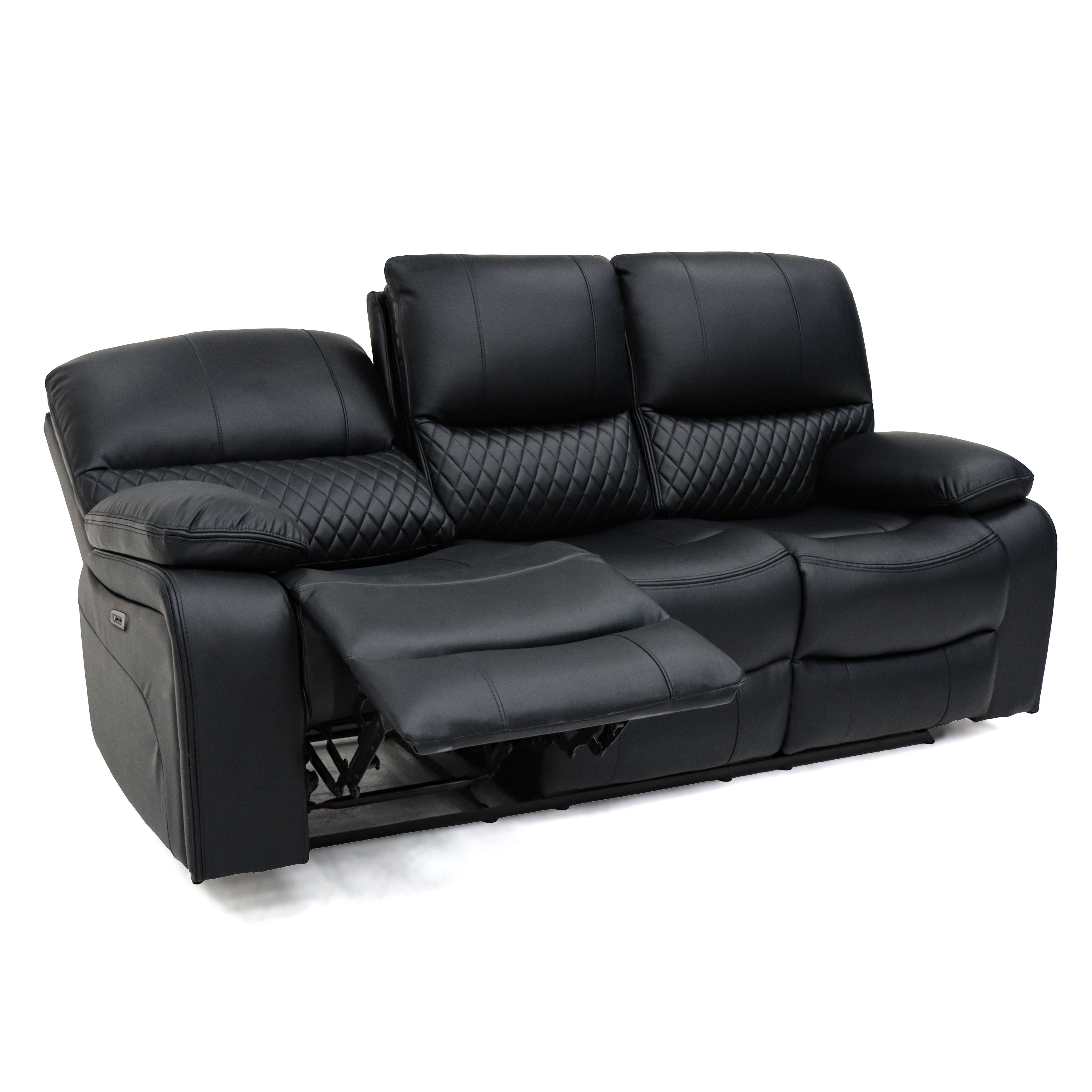 Orla Electric Recliner Sofa Black 3 Seater