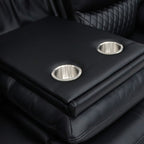 Electric Recliner Sofa Black 3 Seater