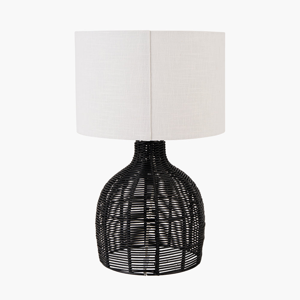Caswell Black Rattan Cloche Table Lamp