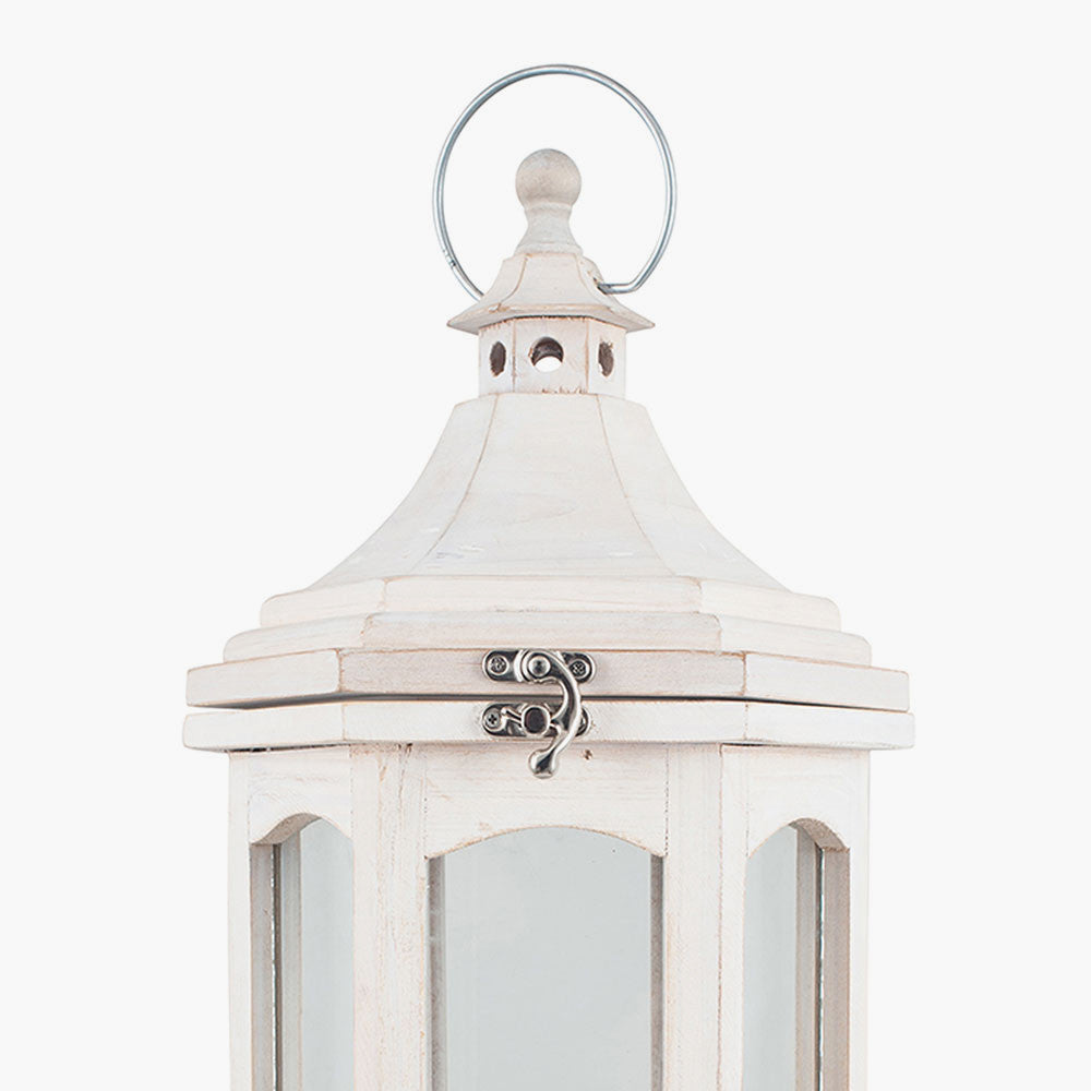Adaline White Wash Wood Lantern Table Lamp
