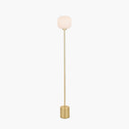 Bella White Ribbed Glass and Gold Metal Squoval Floor Lamp