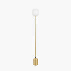 Bella White Ribbed Glass and Gold Metal Squoval Floor Lamp