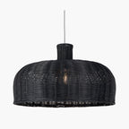Black Rattan Dome Pendant