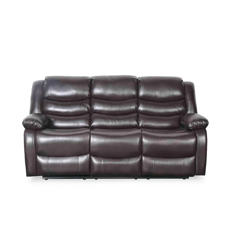 Manual Recliner Sofa Brown 3 Seater