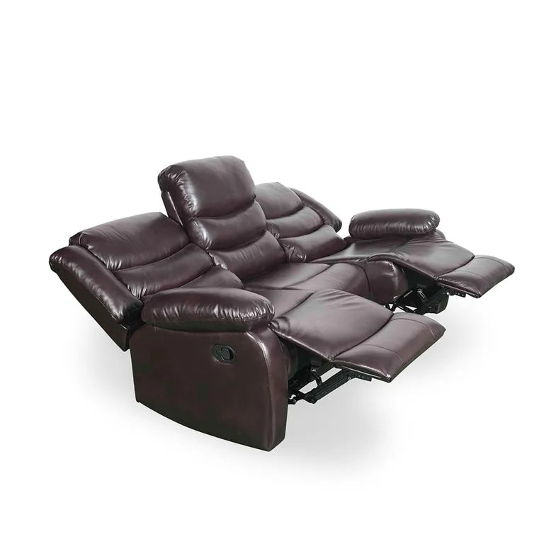 Manual Recliner Sofa Brown 3 Seater