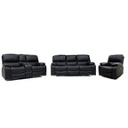 Electric Recliner Sofa Black 3 Seater