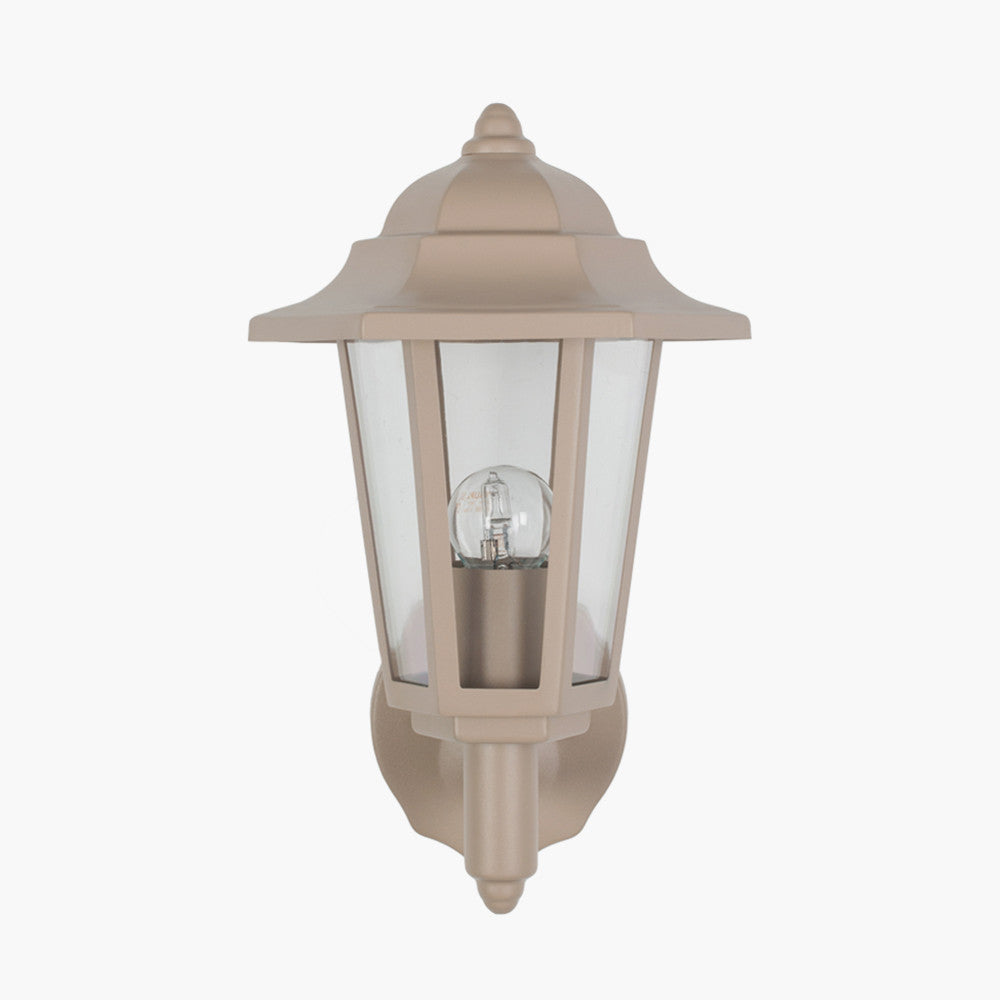 Azalea Taupe Metal Hex Lantern Wall Uplighter