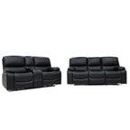 Electric Recliner Sofa Black 3 Seater