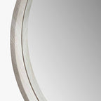 Grey Oak Wood Veneer Slim Frame Round Wall Mirror