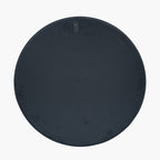 Black Wood Veneer and Foxed Glass Round Wall Mirror