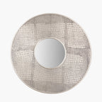 Antique Silver Metal Round Wall Mirror