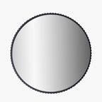 Black Metal Textured Edged Round Wall Mirror