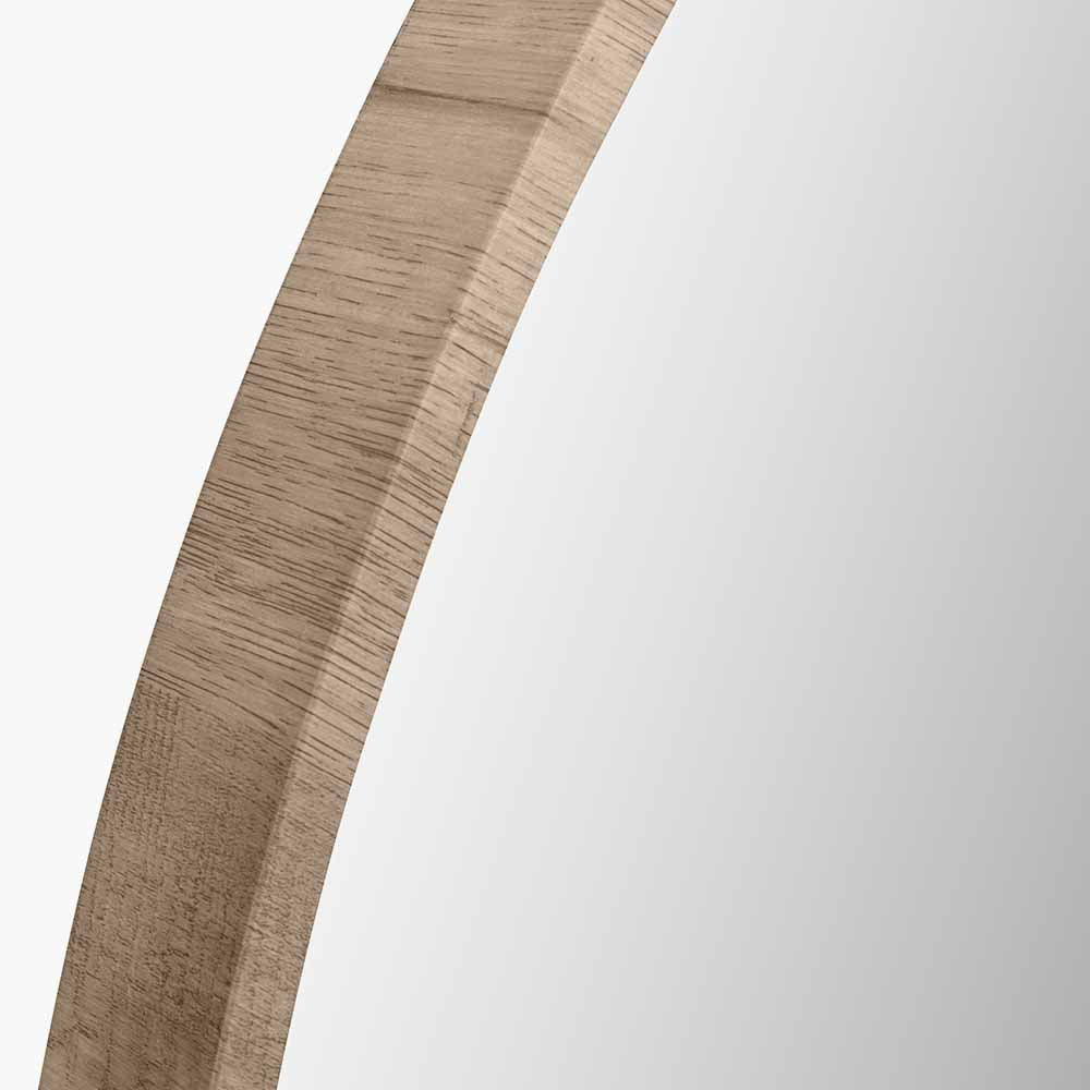 Natural Wood Veneer Slim Frame Round Mirror Large