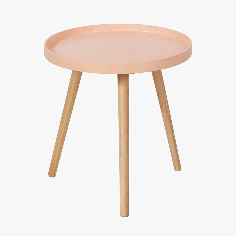 Apricot Wood Veneer and Natural Pine Wood Side Table