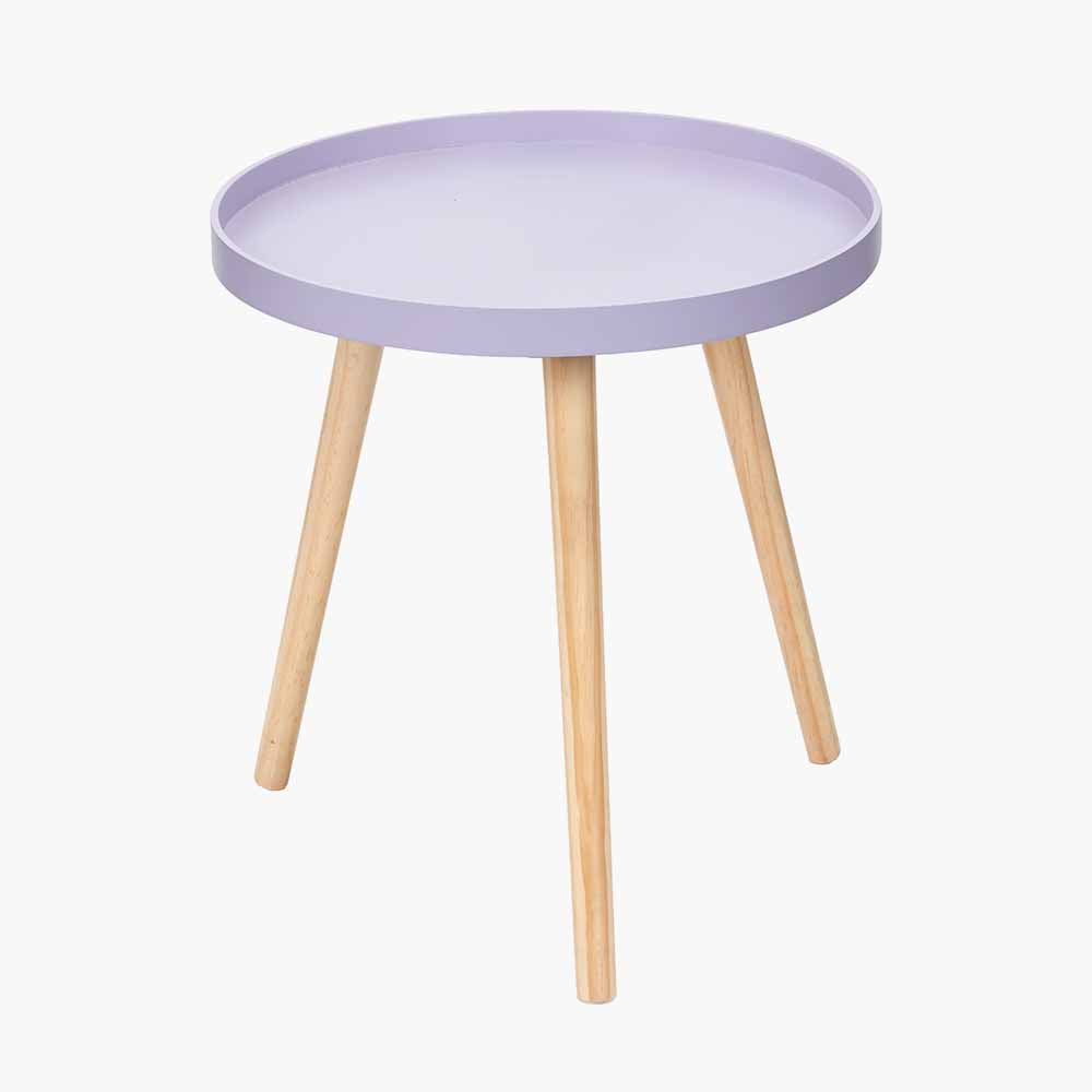 Lilac Wood Veneer and Natural Pine Wood Side Table