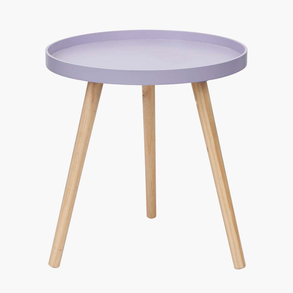 Lilac Wood Veneer and Natural Pine Wood Side Table