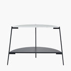 Marchello White Marble Veneer and Black Metal Console Table