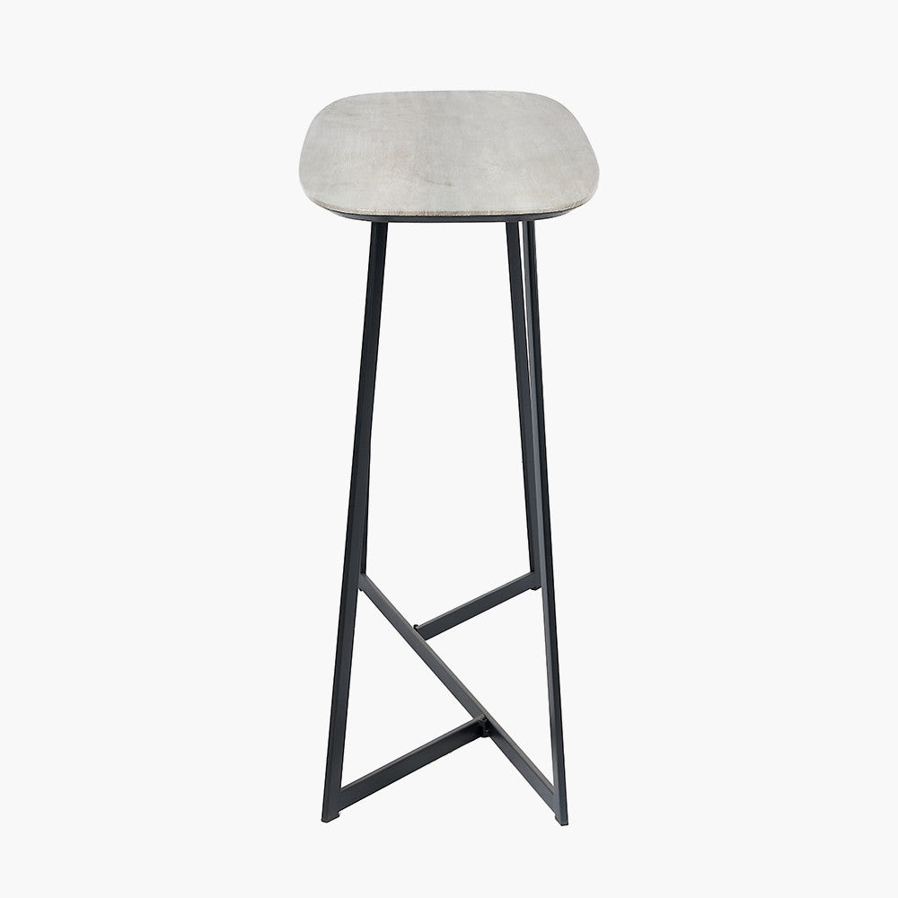 Grey Oak Veneer and Black Metal Console Table