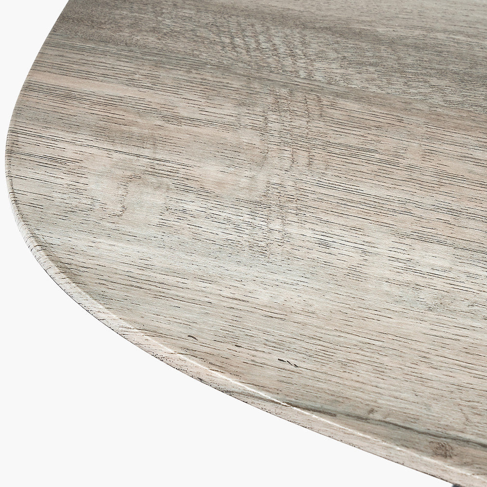 Grey Oak Veneer and Black Metal Console Table