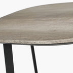 Grey Oak Veneer and Black Metal Side Table