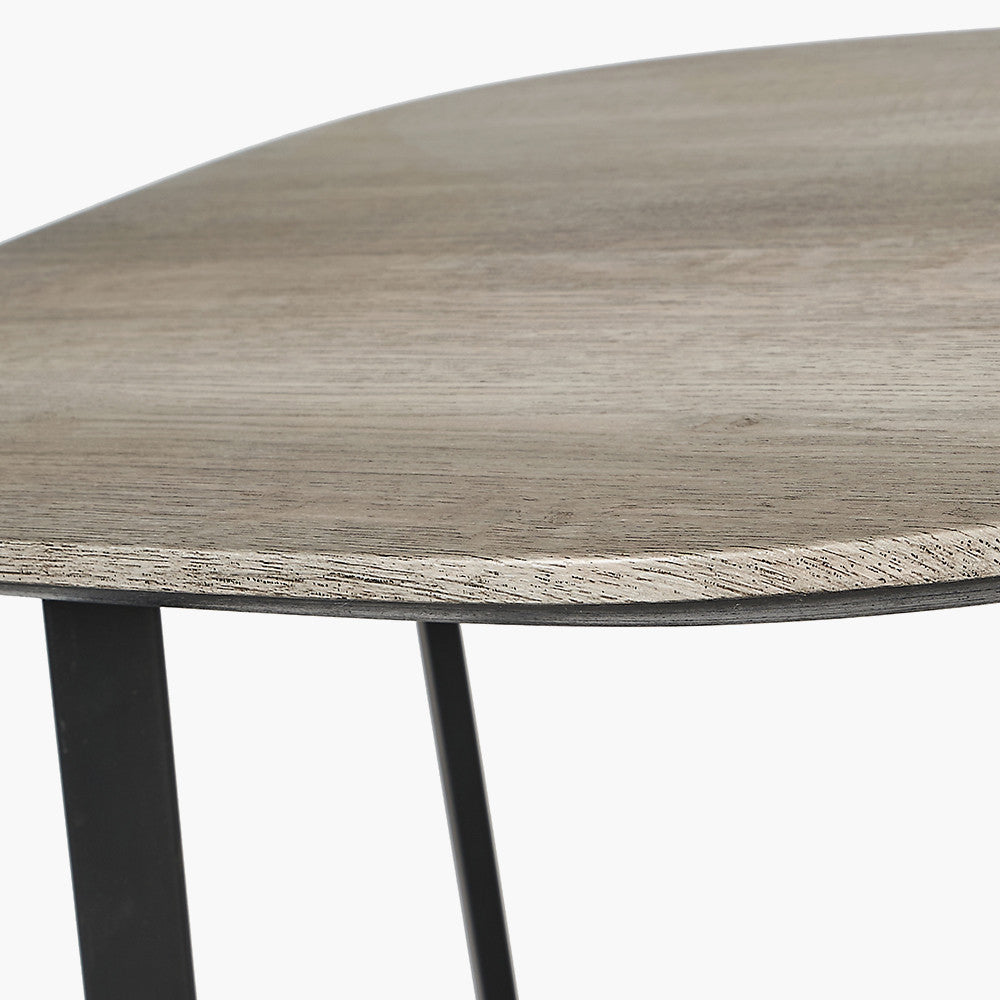 Grey Oak Veneer and Black Metal Side Table