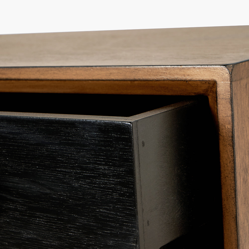 Black Pine Wood 3 Drawer Unit