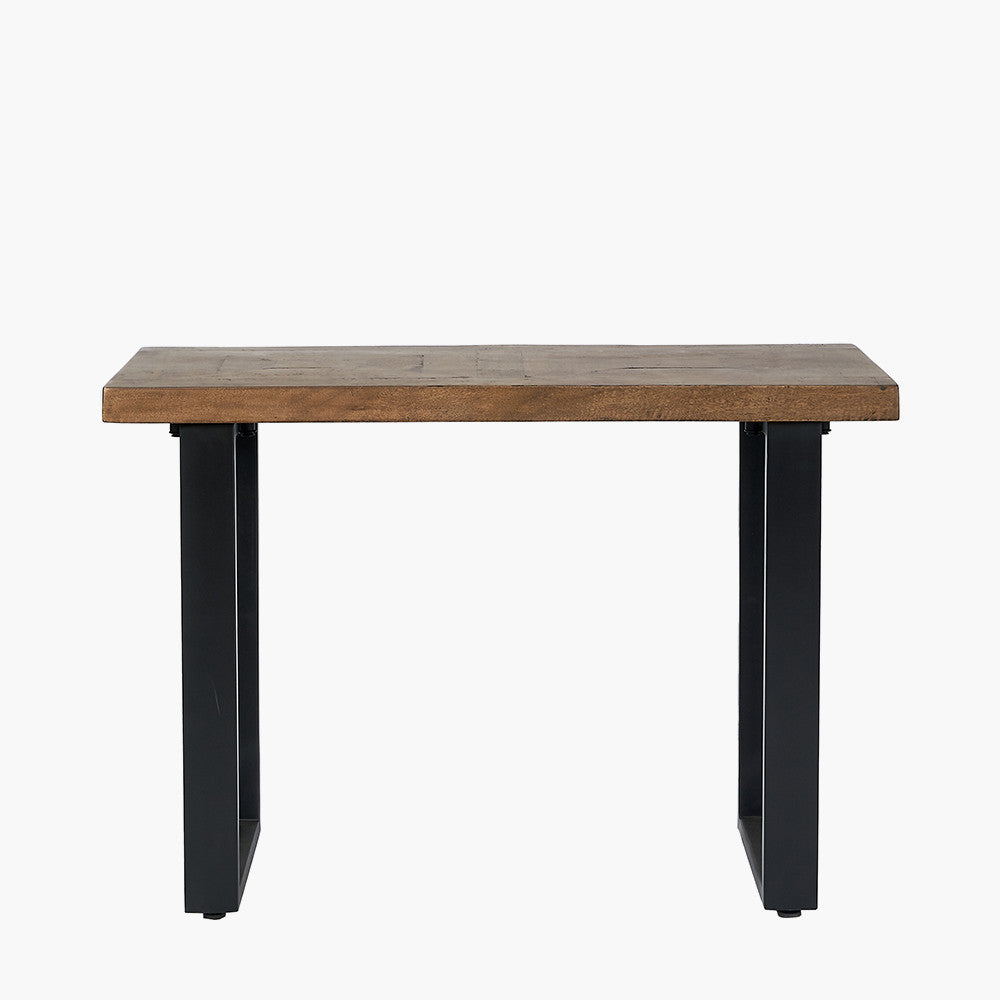 Pahoja Oak Finish Mango Wood and Black Metal Console Table