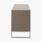 Grey Wash Mango Wood and Silver Metal 6 Drawer Unit