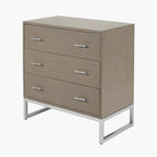 Grey Wash Mango Wood and Silver Metal 3 Drawer Unit