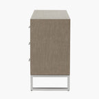 Grey Wash Mango Wood and Silver Metal 3 Drawer Unit