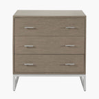 Grey Wash Mango Wood and Silver Metal 3 Drawer Unit