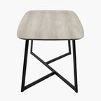 Grey Oak Veneer and Black Metal Dining Table