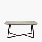 Grey Oak Veneer and Black Metal Dining Table