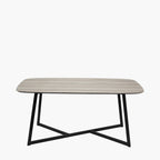Grey Oak Veneer and Black Metal Dining Table