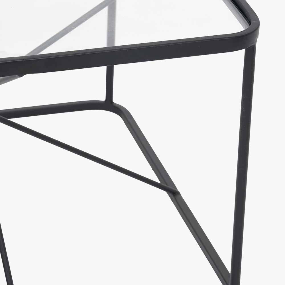 Glass and Black Metal Coffee Table