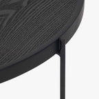 Black Wood Veneer and Black Metal Coffee Table