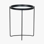 Mirrored Glass and Black Wood Veneer Side Table