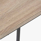 Natural Wood Veneer and Black Metal Supper Side Table