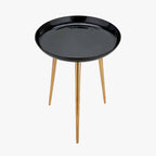 Black Enamel and Gold Metal Side Table
